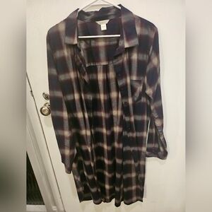 Garnet Hill Purple Plaid Shirtdress Size 18